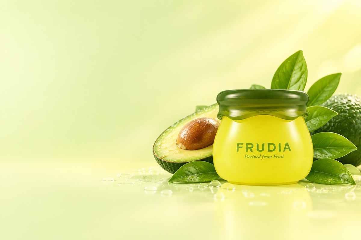 Banner FRUDIA con Avocado Cica Relief Lip Balm