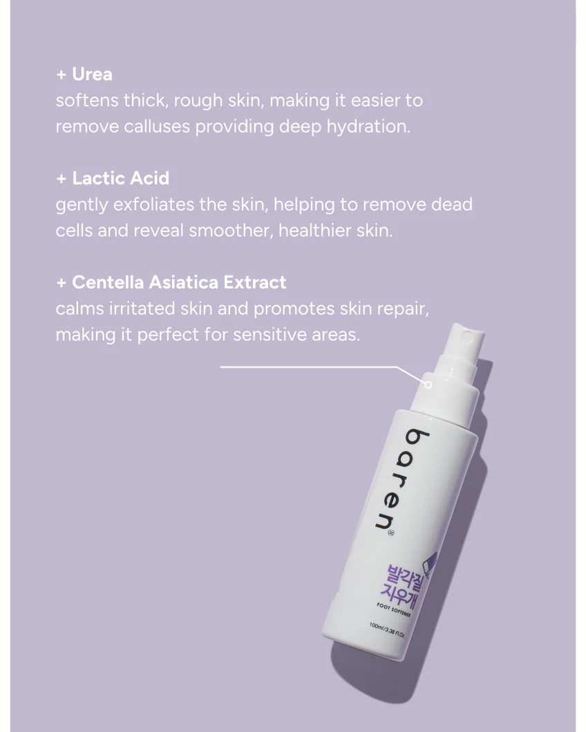 BAREN | Callus Remover Kit for Feet: Foot File & Peeling Foot Spray