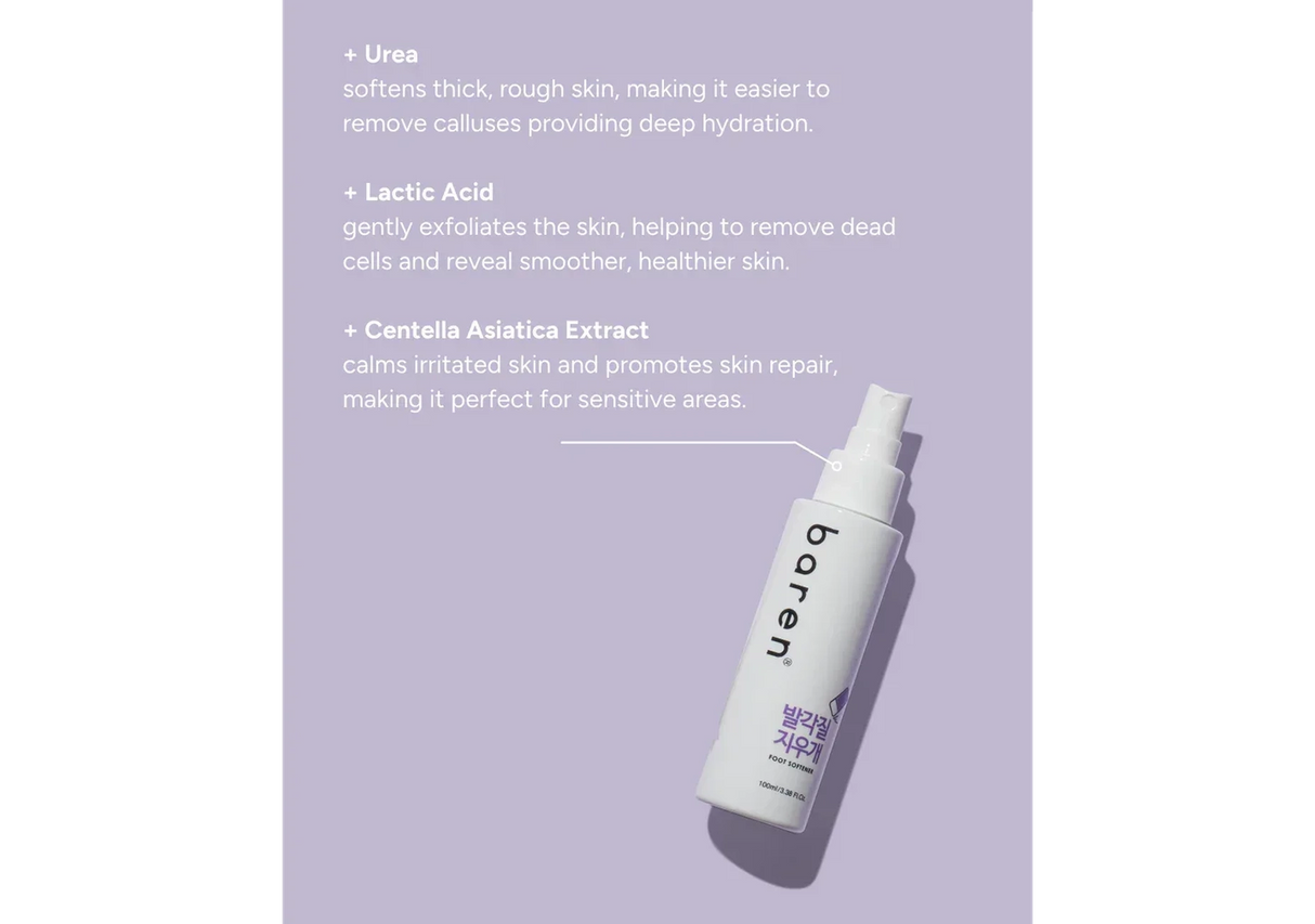 BAREN | Callus Remover Kit for Feet: Foot File & Peeling Foot Spray