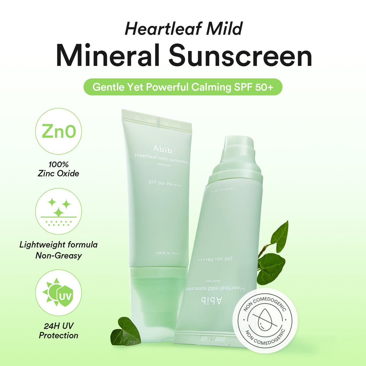 ABIB | Heartleaf Mild Sunscreen Relief Tube SPF50+ - 50ml