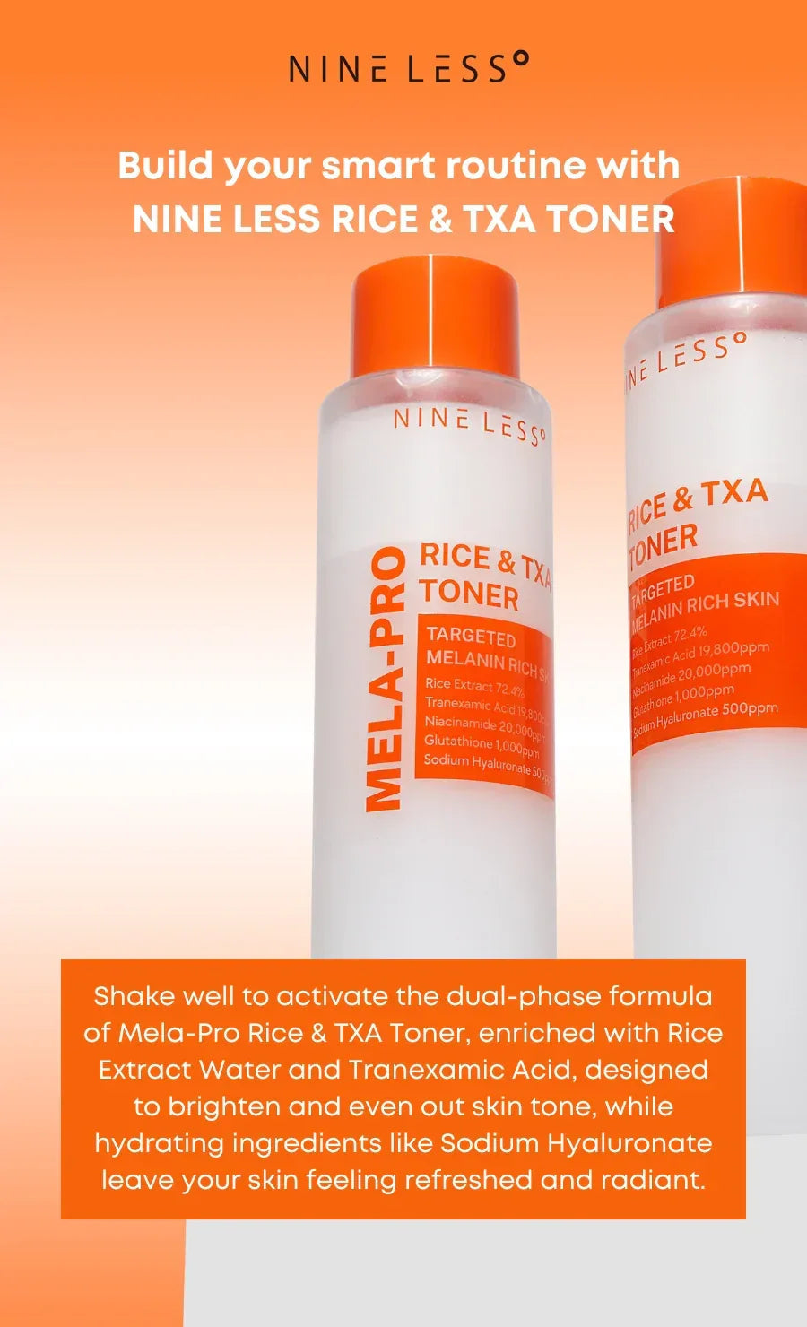 NINE LESS | MELA-PRO Rice & TXA Toner - 200ml - InternationalCosmetic