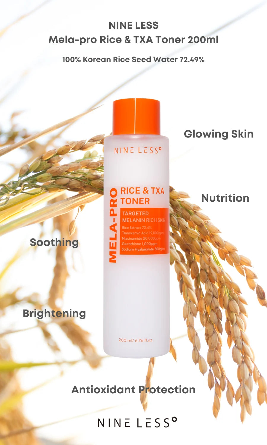 NINE LESS | MELA-PRO Rice & TXA Toner - 200ml