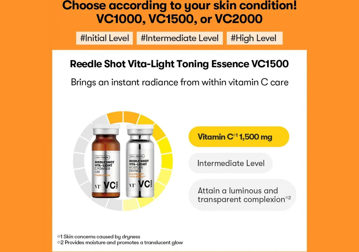 VT COSMETICS | Reedle Shot Vita-Light Toning Essence VC1000 - 30ml - InternationalCosmetic