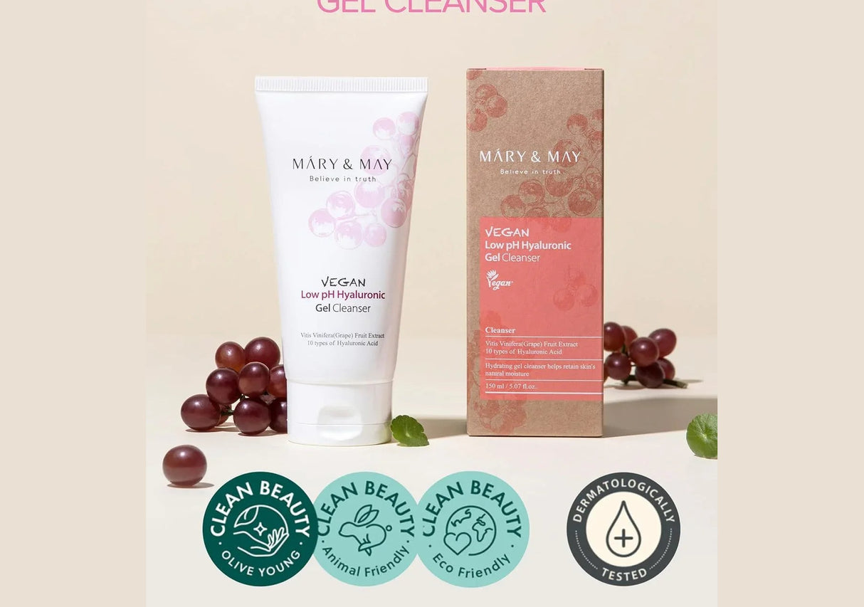 MARY & MAY | Vegan Low pH Hyaluronic Gel Cleanser - 150 ml