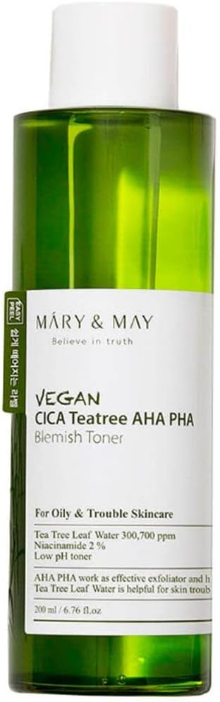 MARY & MAY | Vegan Cica Teatree AHA PHA Toner - 200 ml