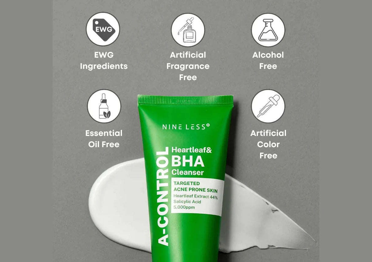 NINE LESS | A-Control Heartleaf & BHA Cleanser - InternationalCosmetic