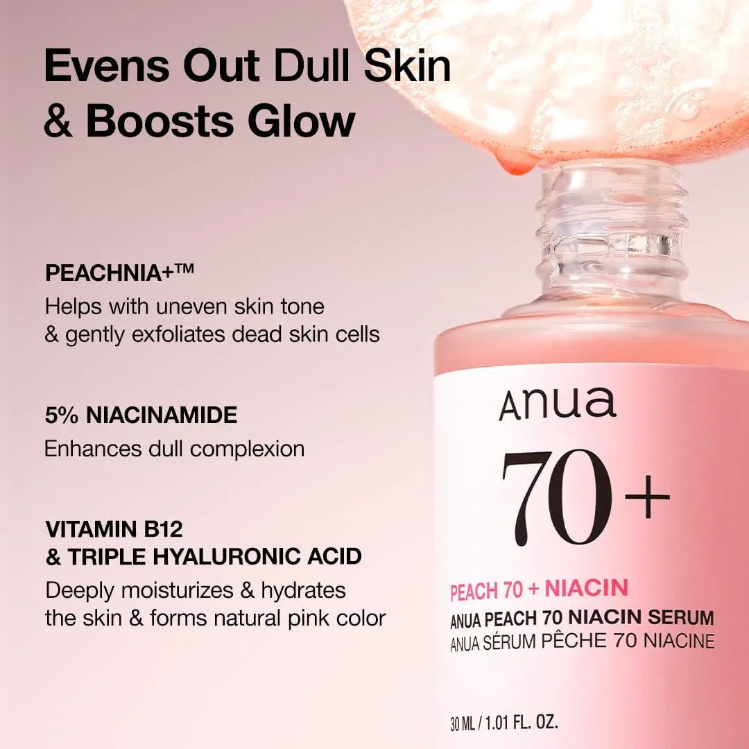 ANUA | Peach 70 + Niacin Serum - 30ml - InternationalCosmetic