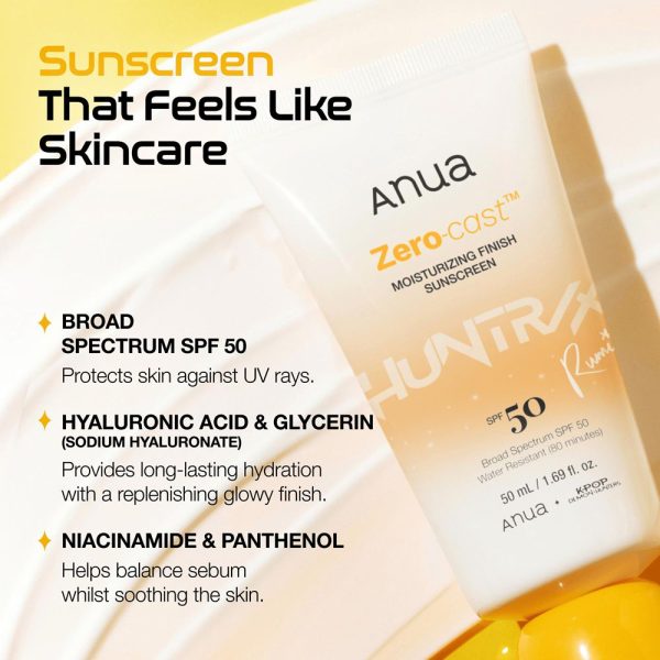 ANUA | Zero-Cast Moisturizing Finish Sunscreen SPF 50+ – 50ml | KPop Demon Hunters Limited Edition
