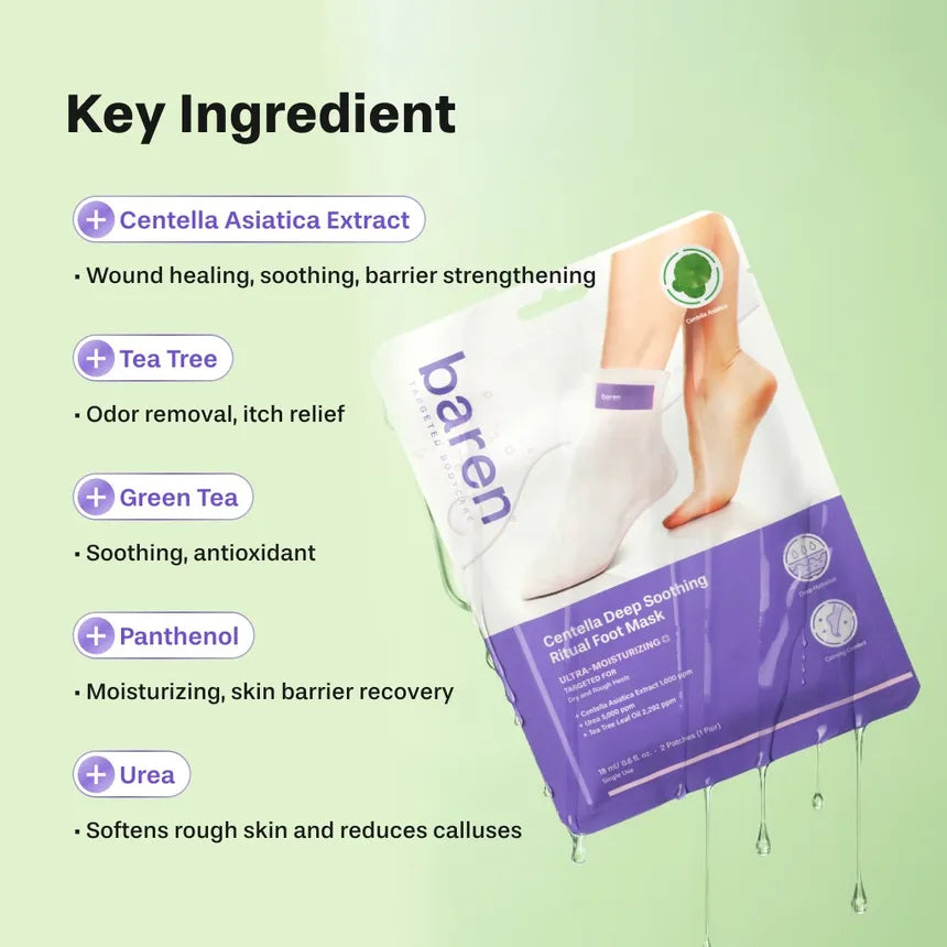BAREN | Centella Deep Soothing Ritual Foot Mask - 3 pares