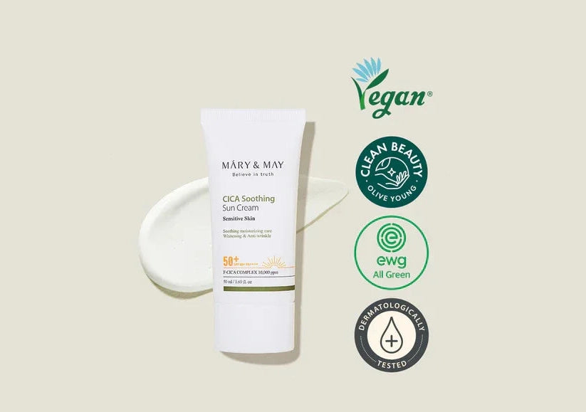 MARY & MAY | Vegan Cica Soothing Sun Cream SPF50+ - InternationalCosmetic