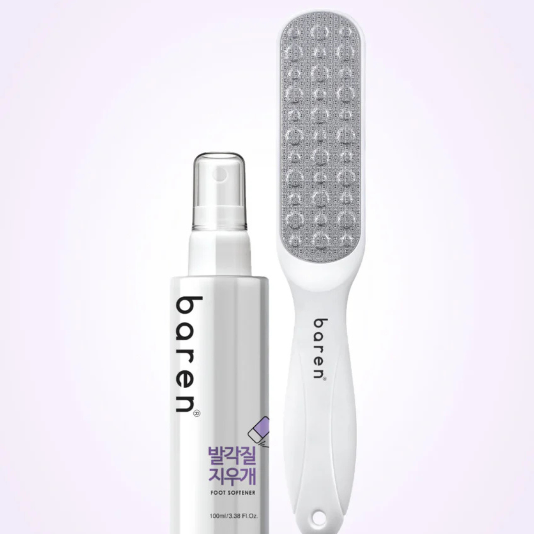 BAREN | Callus Remover Kit for Feet: Foot File & Peeling Foot Spray