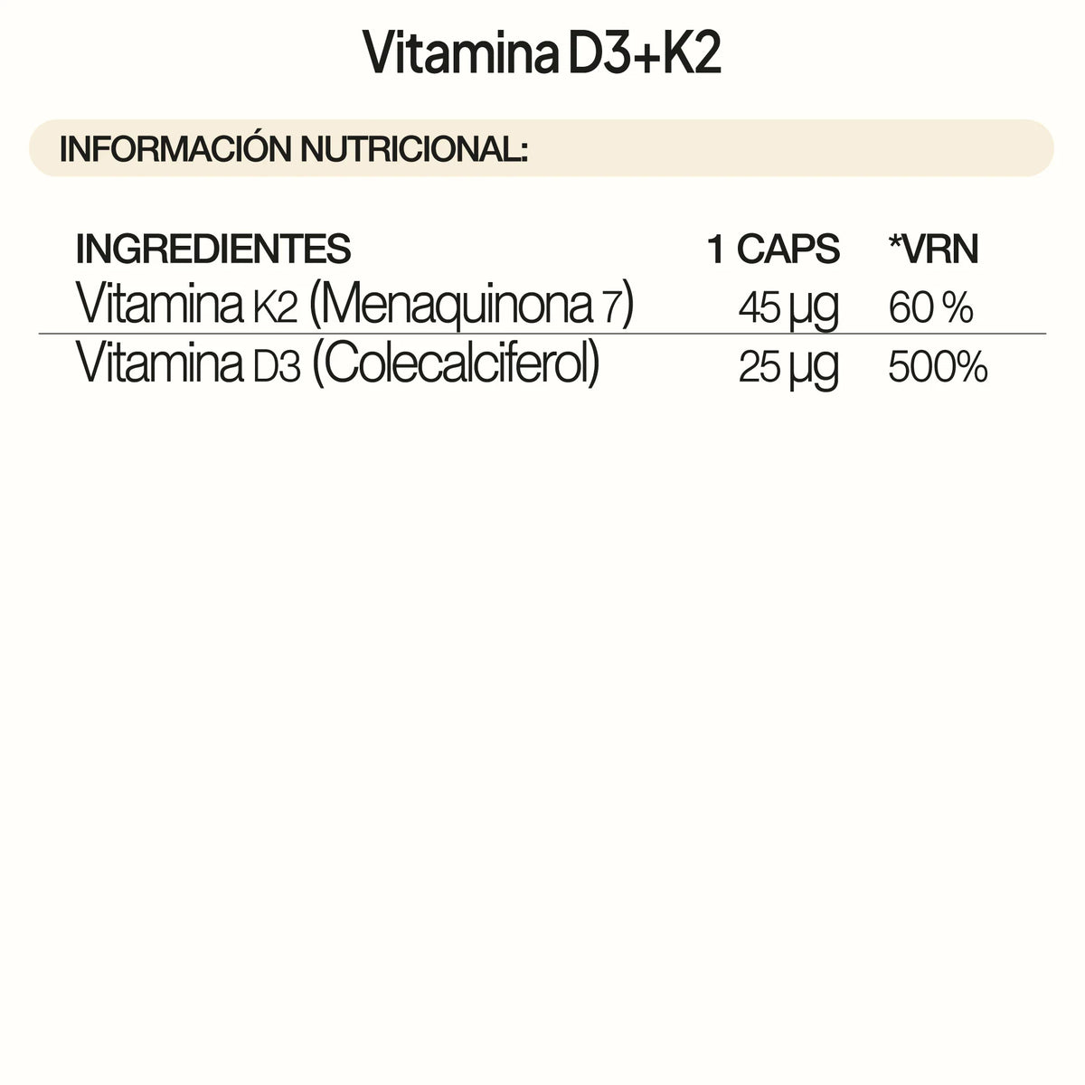 Vitamin D3+K2 - 90 Capsules