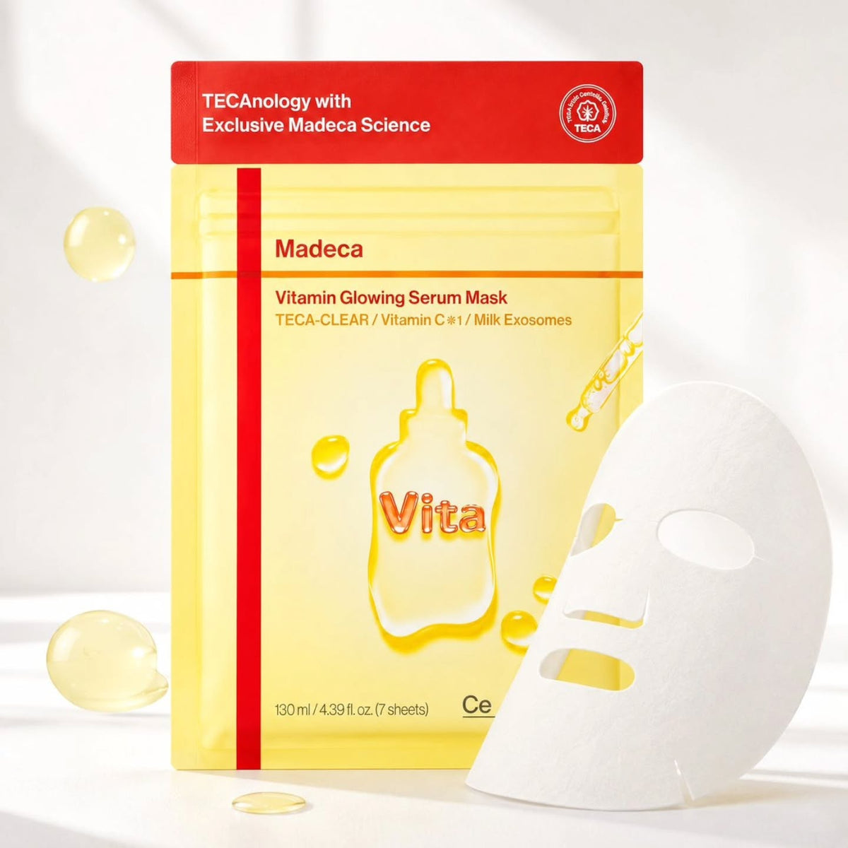 CENTELLIAN 24 | Madeca Vitamin Glowing Serum Mask - 130ml (7 mascarillas)