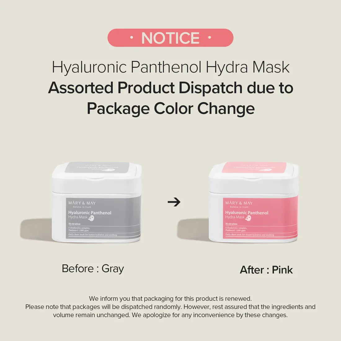 MARY & MAY | Hyaluronic Panthenol Hydra Mask - 400 ml - InternationalCosmetic