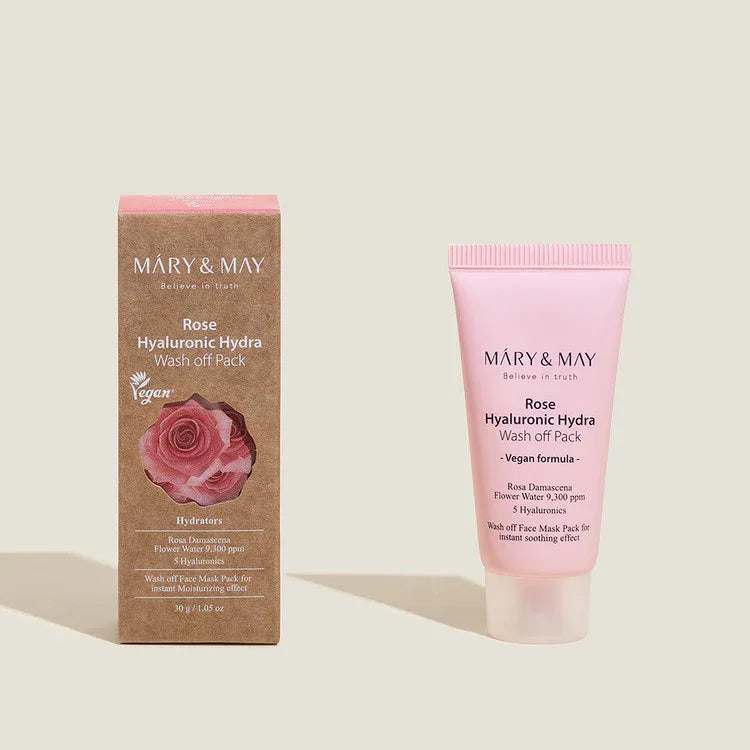 MARY & MAY | Rose Hyaluronic Hydra Wash‑Off Pack Mini - 30 ml - InternationalCosmetic