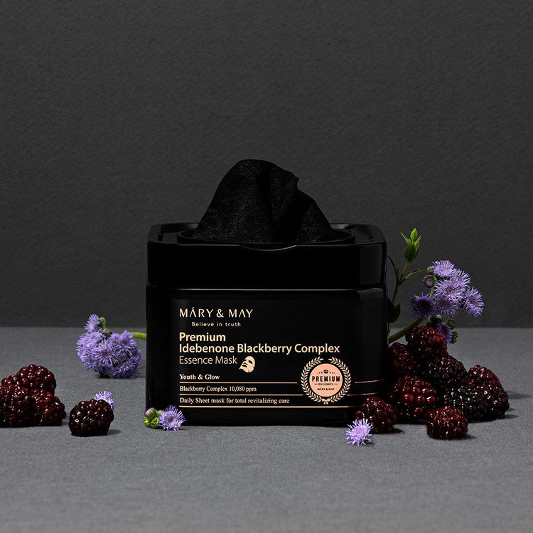 MARY & MAY | Premium Idebenone Blackberry Complex Essence Mask - 20 ud