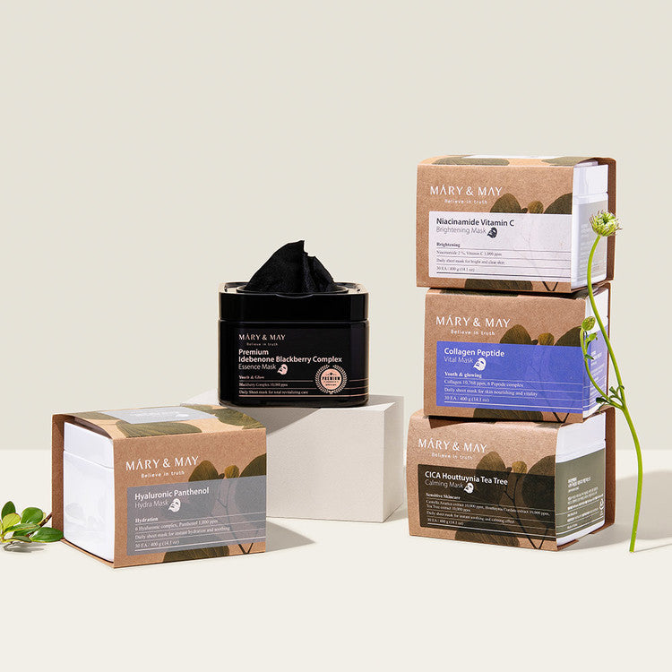 MARY & MAY | Premium Idebenone Blackberry Complex Essence Mask - 20 ud