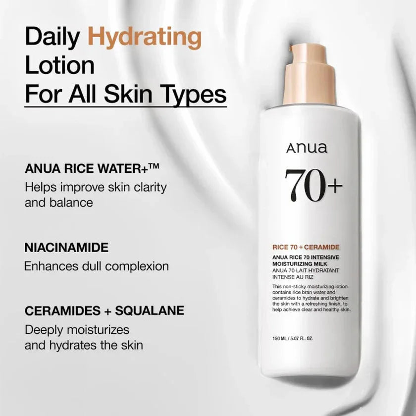 ANUA | Rice 70 Intensive Moisturizing Milk - 150ml - InternationalCosmetic