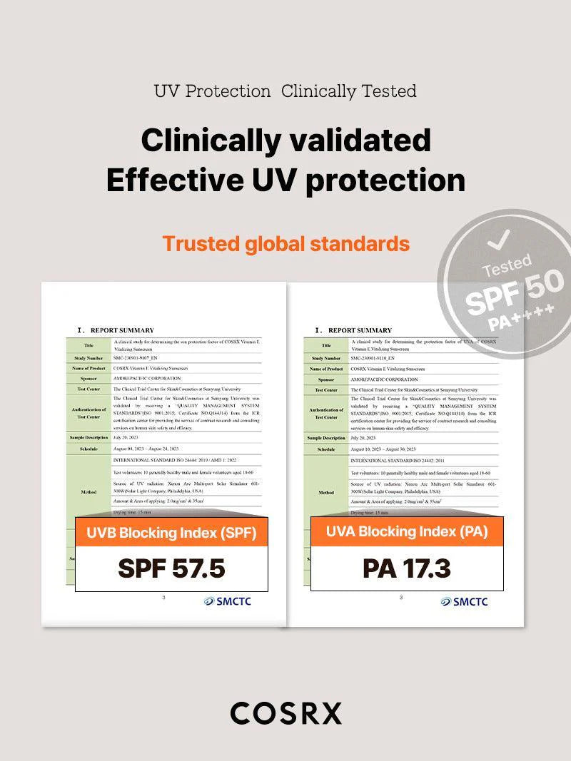 COSRX | Vitamin E Vitalizing Sunscreen Protector Solar SPF50+