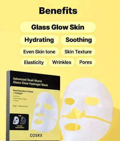 COSRX | Advanced Snail Mucin Glass Glow Hydrogel Mask - 1ud - InternationalCosmetic