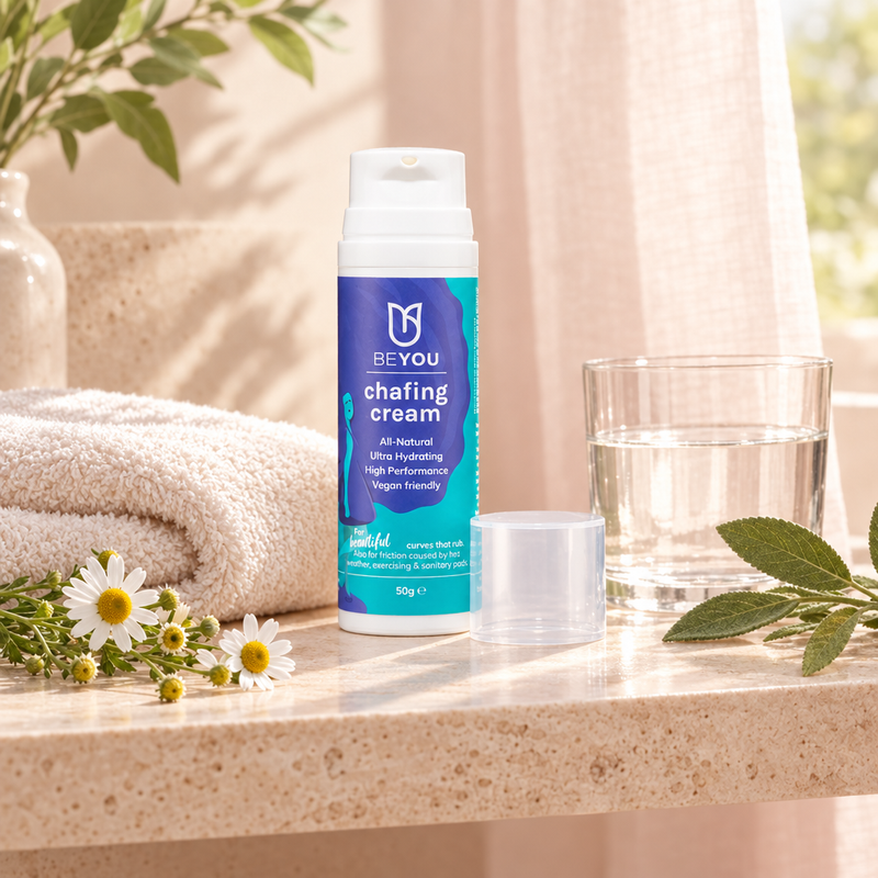 BEYOU Chafing Cream en escena de autocuidado