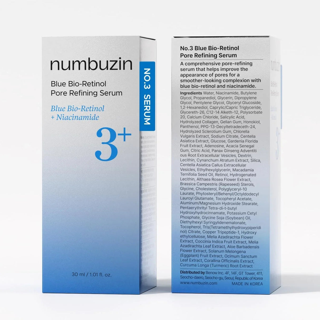 NUMBUZIN | No.3 Blue Bio-Retinol Pore Refining Serum - 30ml - InternationalCosmetic