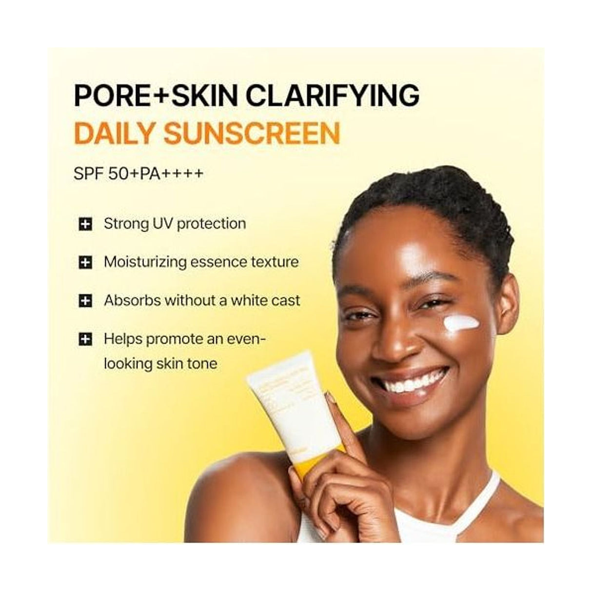 CELIMAX Pore + Dark Spot Brightening Care Sunscreen 50SPF/PA++++ - 50ml: textura y acabado del producto; protección solar y cuidado de la piel