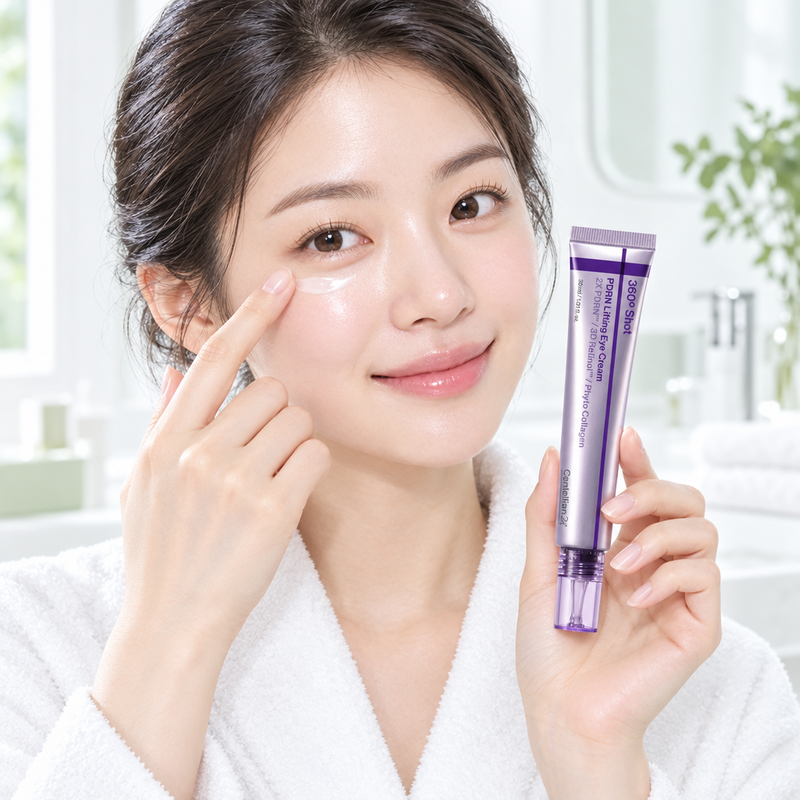 Chica aplicándose CENTELLIAN 24 PDRN Lifting Eye Cream