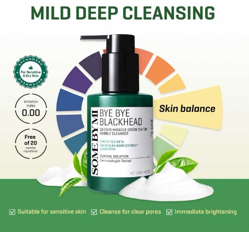 SOME BY MI | Bye Bye Blackhead 30 Days Miracle Green Tea Tox Bubble Cleanser - 120ml