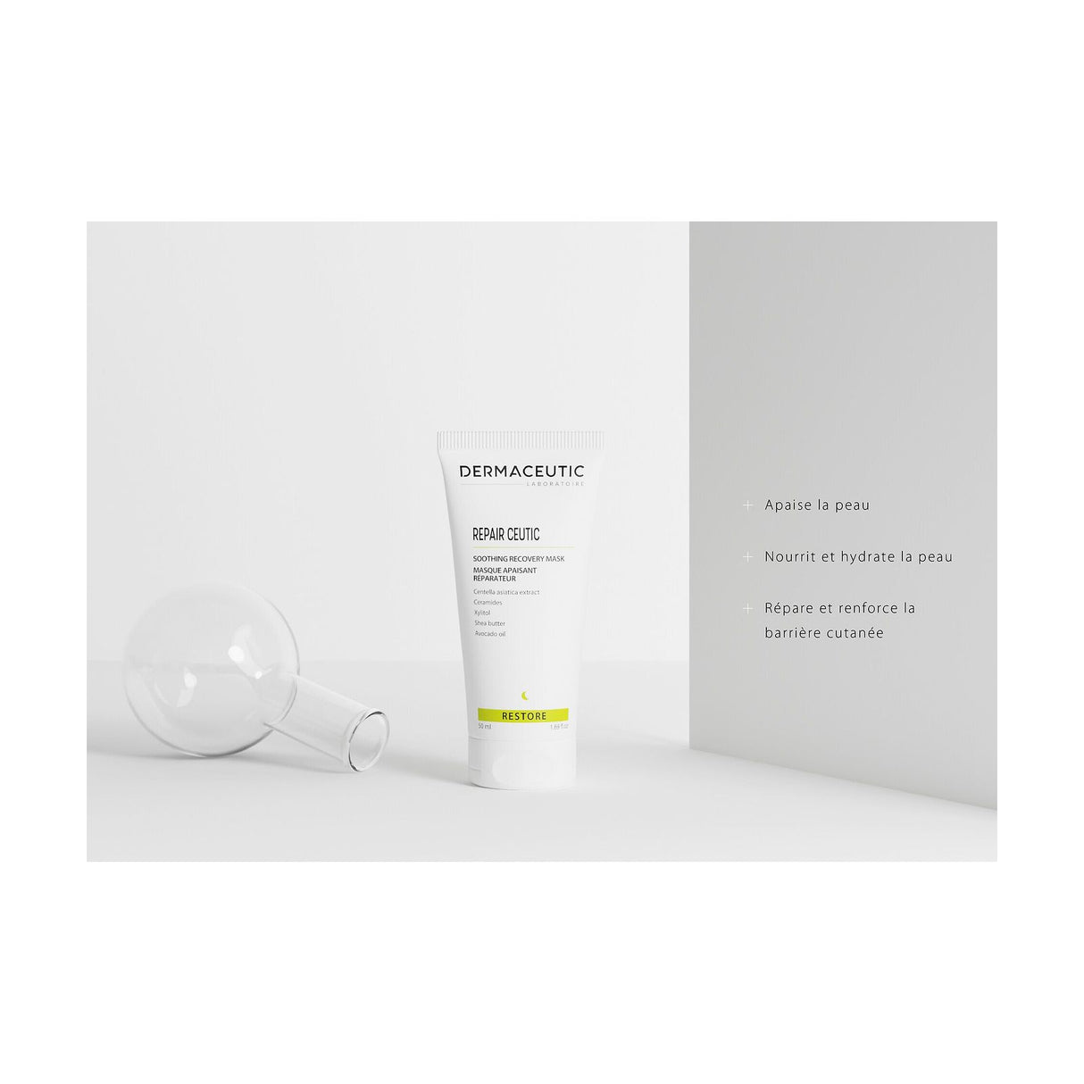 DERMACEUTIC Repair Ceutic - Soothing Recovery Mask - 50ml: beneficios principales y preocupaciones tratadas; mascarilla cosmética de cuidado intensivo
