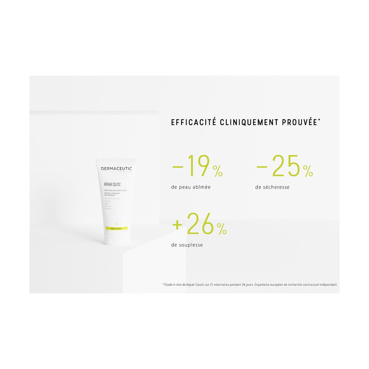 DERMACEUTIC Repair Ceutic - Soothing Recovery Mask - 50ml: resultados cosméticos y evaluación de uso, detalle complementario; mascarilla cosmética de cuidado intensivo