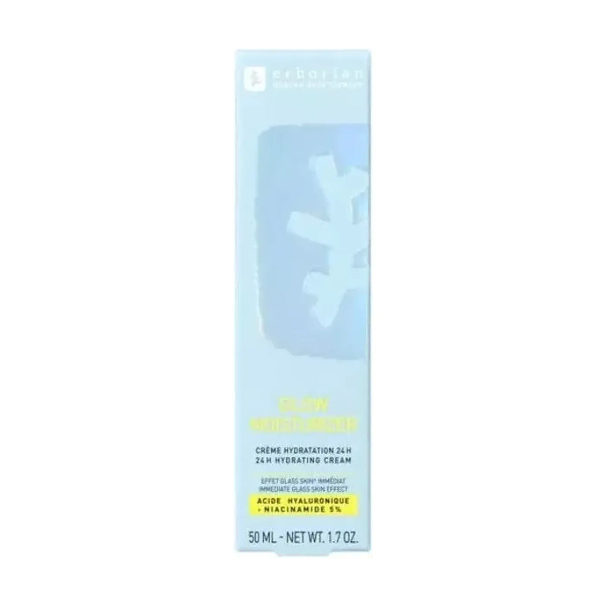 ERBORIAN Glow Moisturizer - Ácido Hialurónico + Niacinamida 5% - 50ml: envase o producto exacto sobre fondo blanco; hidratación y barrera cutánea