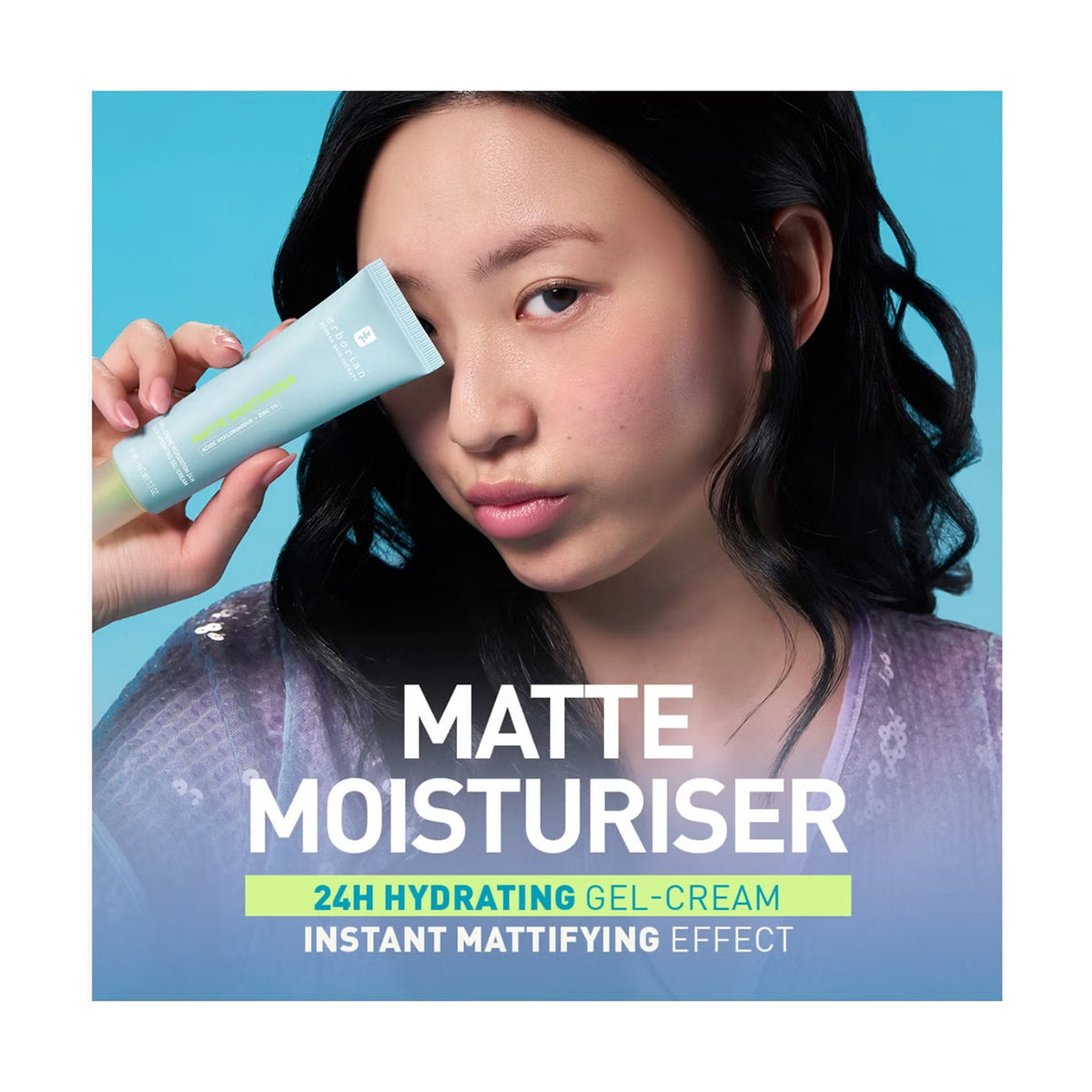 ERBORIAN Matte Moisturizer - Ácido Hialurónico + Zinc 1% - 50ml: textura y acabado del producto, detalle complementario; hidratación y barrera cutánea