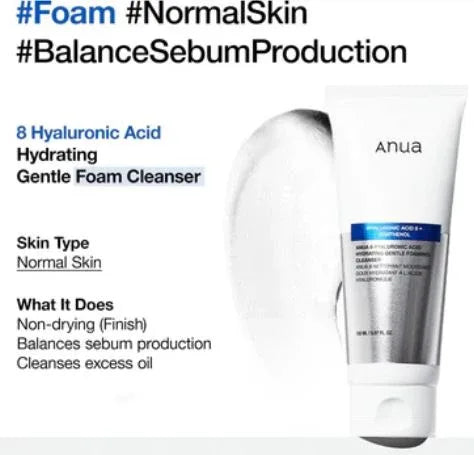 ANUA | 8 Hyaluronic Acid Hydrating Gentle Foaming Cleanser - 150ml - InternationalCosmetic
