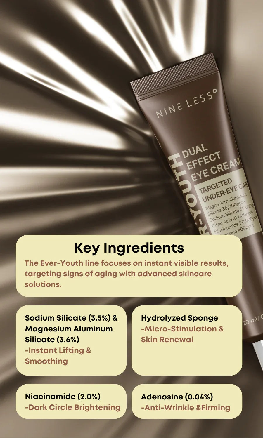 NINE LESS | Ever-Youth Dual Effect Eye Cream - 20 ml - InternationalCosmetic