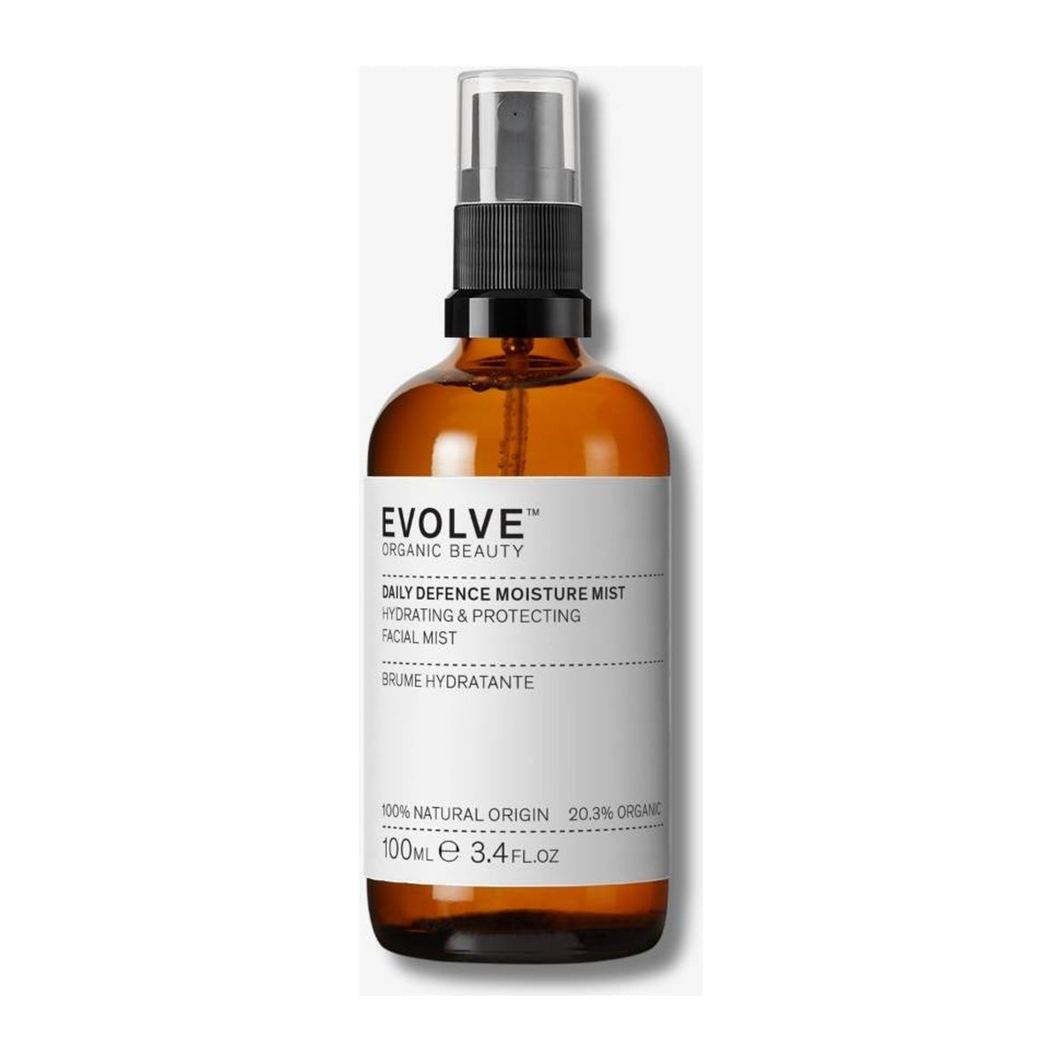 EVOLVE Daily Defence Moisture Mist - 100ml: envase o producto exacto sobre fondo blanco; hidratación y barrera cutánea
