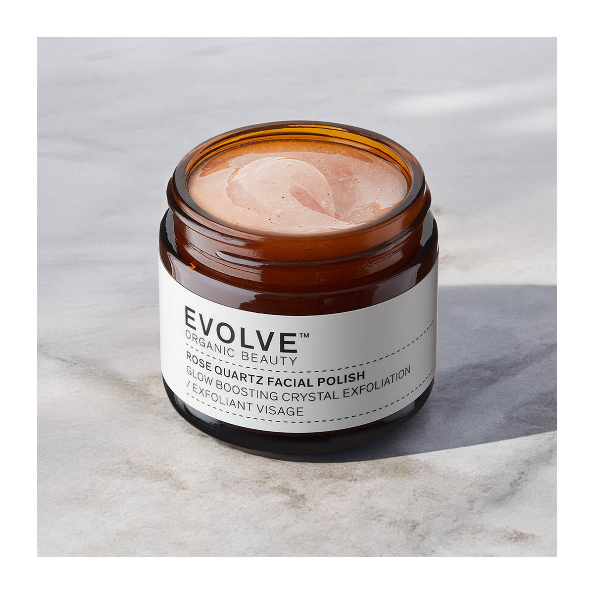 EVOLVE Rose Quartz Facial Polish - 60ml: textura, aplicador o acabado del producto; cuidado cosmético y resultados visibles