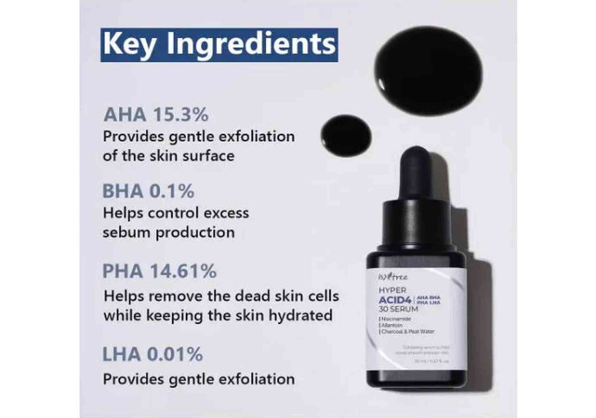 ISNTREE | Hyper Acid4 30 Serum AHA / BHA / PHA / LHA - 20ml