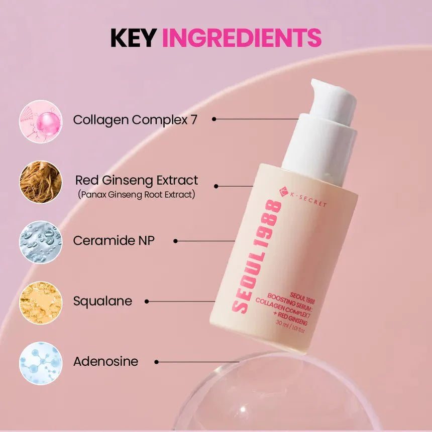 K-SECRET | Seoul 1988 Boosting Serum Collagen Complex 7 + Red Ginseng - 30ml