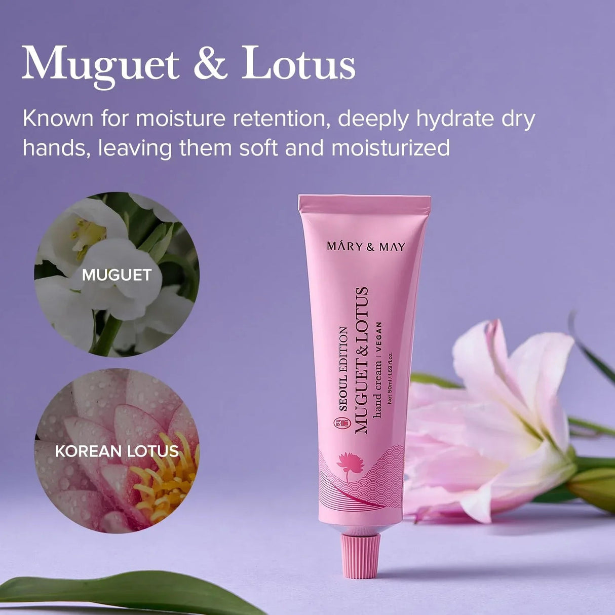 MARY & MAY | Seoul Edition Muguet & Lotus Hand Cream - 50 ml - InternationalCosmetic