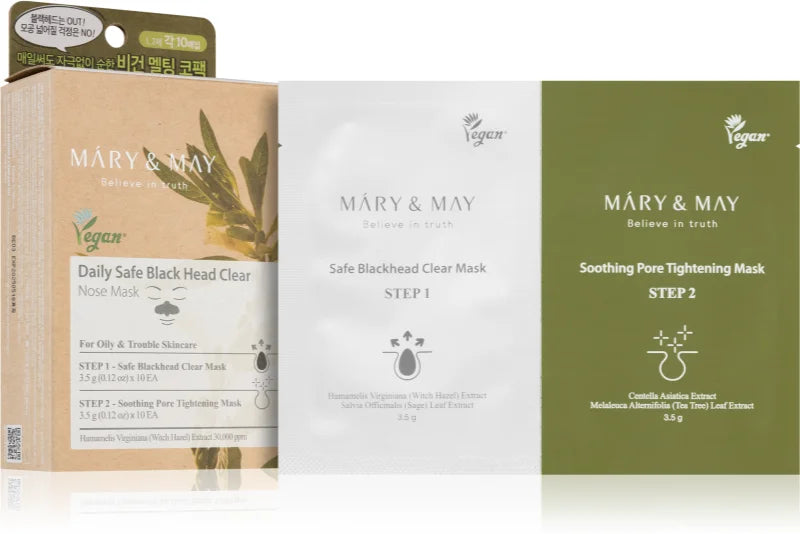 MARY & MAY | Daily Safe Black Head Clear Nose Mask - 10 ud