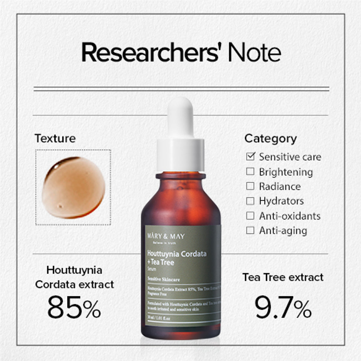 MARY & MAY | Houttuynia Cordata + Tea Tree Serum - 30ml