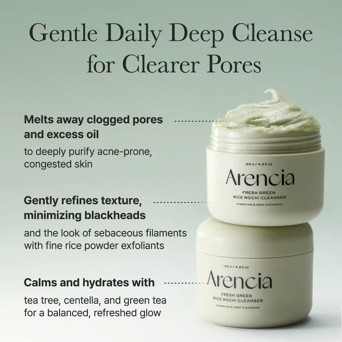 ARENCIA | Fresh Green Rice Mochi Cleanser - 120ml - InternationalCosmetic