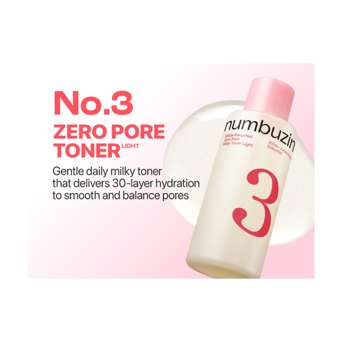 NUMBUZIN | No.3 Bifida Bakuchiol Zero Pore Milky Toner Light - 200ml