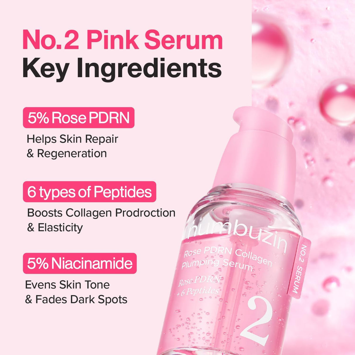 NUMBUZIN | No.2 Rose PDRN Collagen Plumping Serum - 30ml