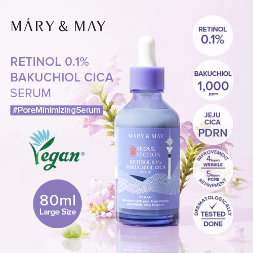 MARY & MAY | Retinol 0.1% Bakuchiol CICA Serum (Seoul Edition) - 80 ml