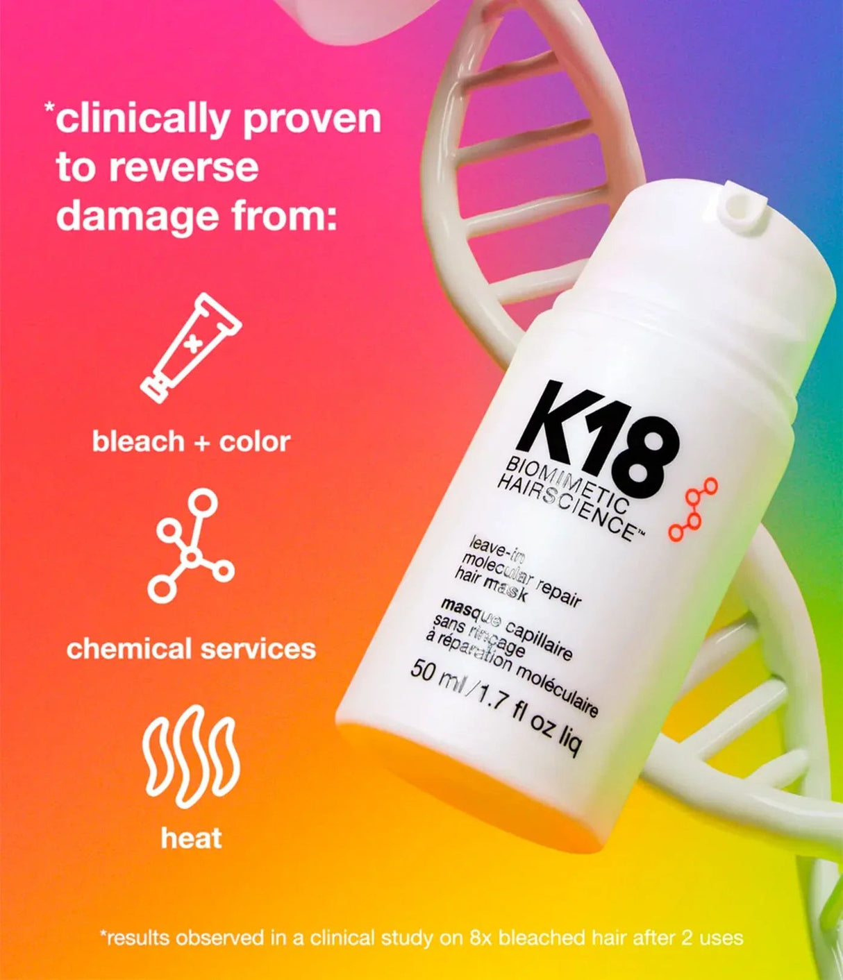 K18 HAIR | Leave-in Molecular Repair Hair Mask - 50ml - InternationalCosmetic