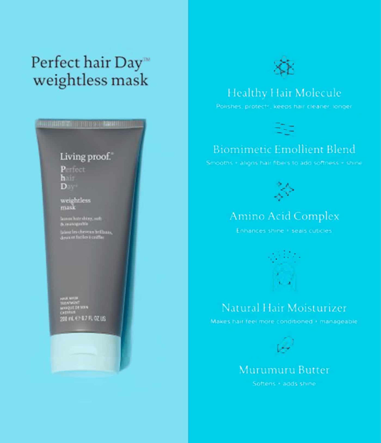 LIVING PROOF | Perfect Hair Day Weightless Mask - 200ml - InternationalCosmetic