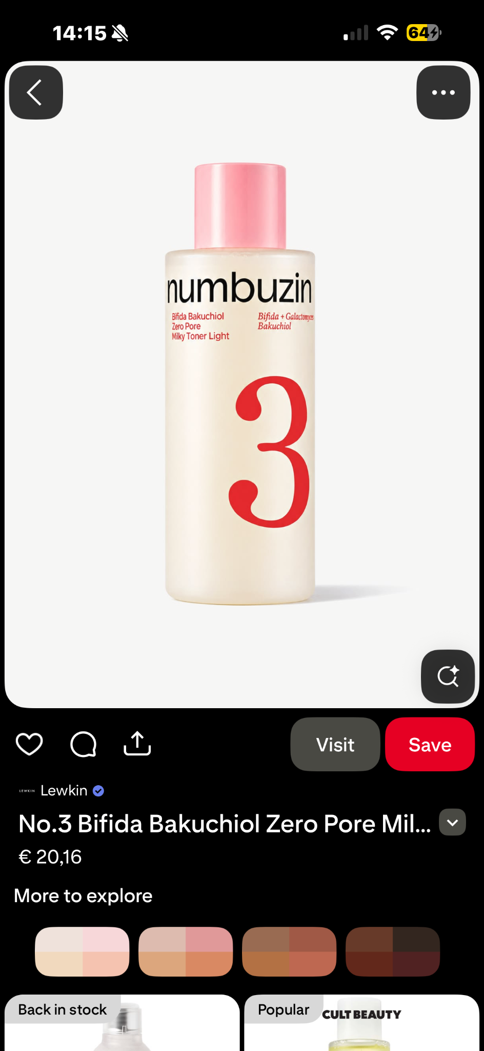 NUMBUZIN | No.3 Bifida Bakuchiol Zero Pore Milky Toner Light - 200ml