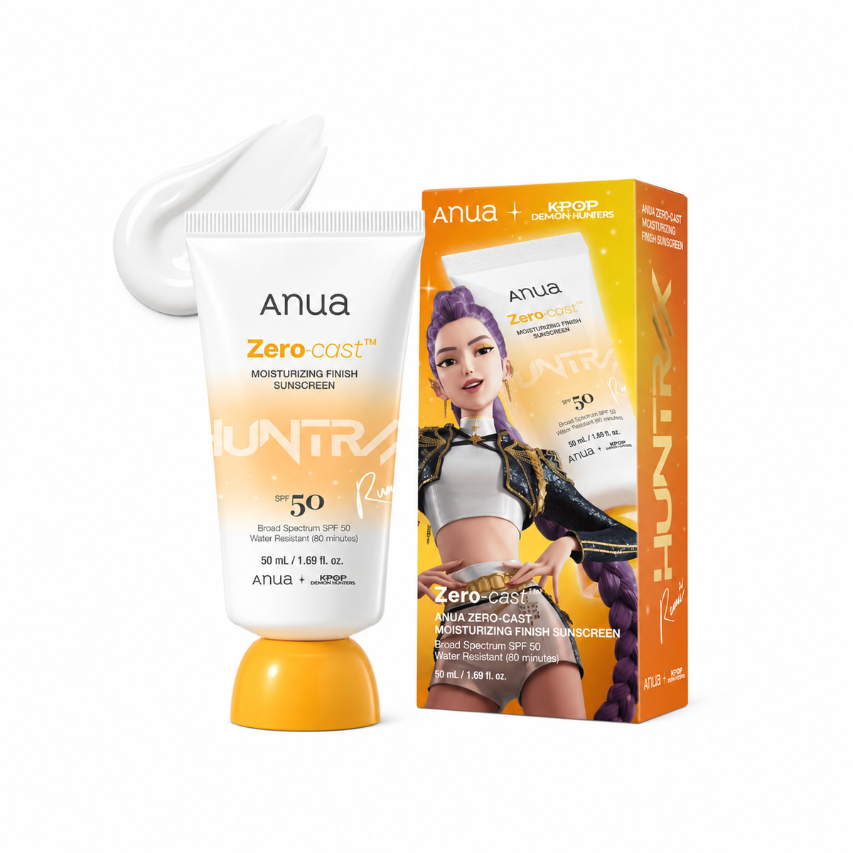 ANUA | Zero-Cast Moisturizing Finish Sunscreen SPF 50+ – 50ml | KPop Demon Hunters Limited Edition